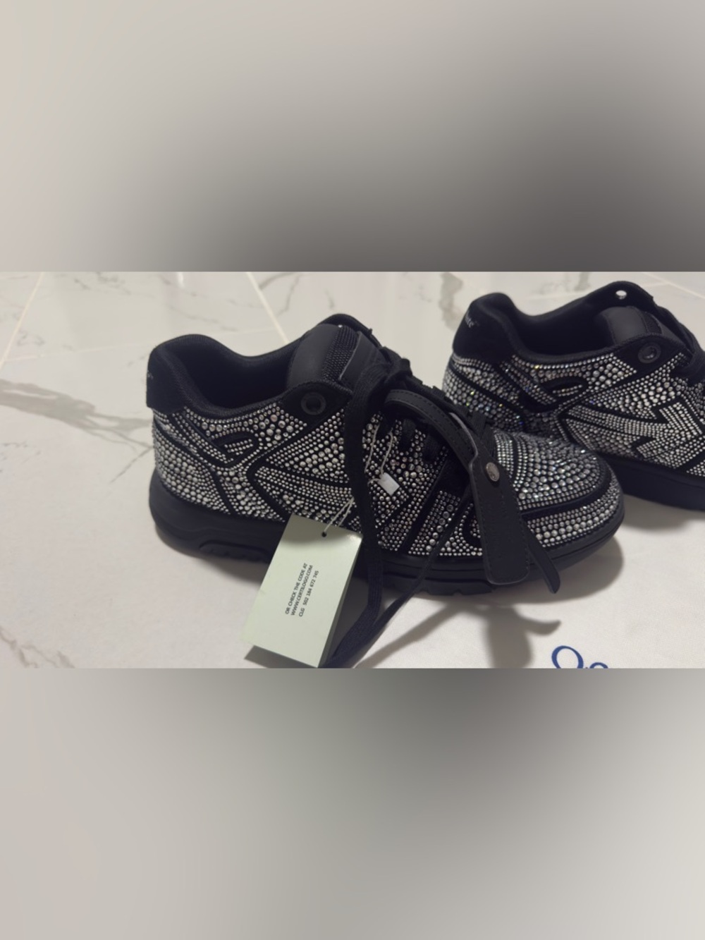 Off-White Black Crystal-Studded Low-Top Sneakers no box 📦 - Picture 3 of 5